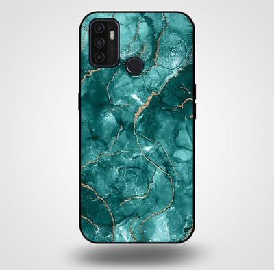 Smartphonica Telefoonhoesje voor OPPO A32 / A53 / A53s met marmer opdruk - TPU backcover case marble design - Goud Groen geschikt voor Oppo A32;Oppo A53;Oppo A53s