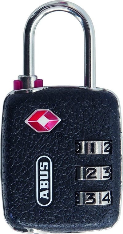 Abus Bagagehangslot 146TSA/30 - TSA Cijferslot voor Koffers en Tassen - Zelfinstelbare 3-Cijferige Code - Slotkast van Kunststof - Incl. Naamplaatje - 60 x 30 x 15 mm - Zwart