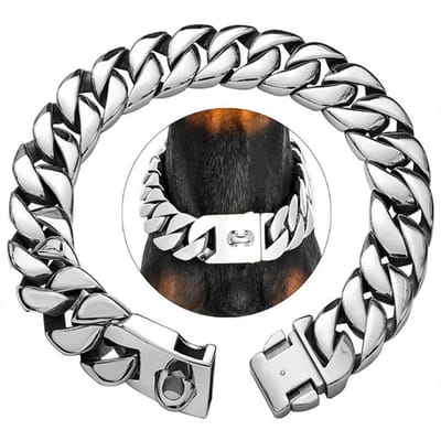Sterke Hond Gouden Halsband Grote Honden Cubaanse Schakelketting 32 Mm Breed Roestvrij Staal Halsband Voor Middelgrote Grote Bulldog Gebruik Decor 16inc(40cm) zilver