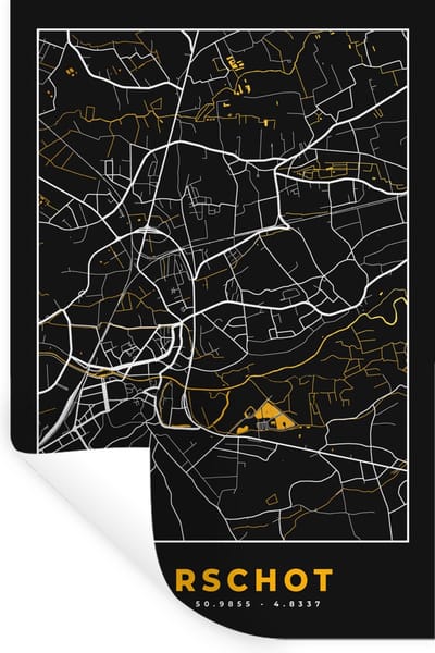 Muurstickers - Sticker Folie - Plattegrond - Kaart - Aarschot - Goud - 20x30 cm - Plakfolie - Muurstickers Kinderkamer - Zelfklevend Behang - Zelfklevend behangpapier - Stickerfolie
