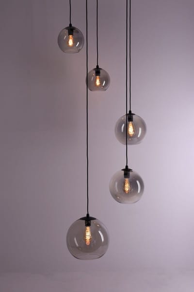 Videlamp / Hanglamp Grey - getint glas - 340cm