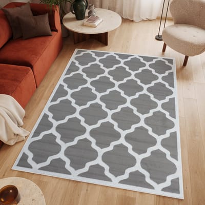 Tapiso Luxury Vloerkleed Grijs Wit Slaapkamer Woonkamer Tapijt Maat- 120x170