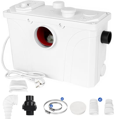 Sanibroyeur Pomp - 700W Vermalerpomp - 190L/min Afvalwaterpomp - 4 Inlaten - Opvoerhoogte 7m - Voor Toilet, Douche, Bad en Wastafel