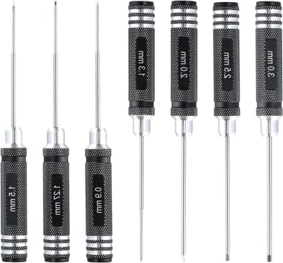 Zeskantschroevendraaiers Set - Reparatie Gereedschap - Modelbouw Reparatie - Sneldraaistaal Kop - 7 Stuks - Zwart