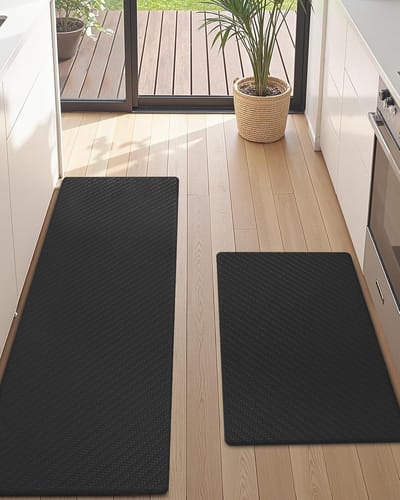 Keukenmat Set van 2 Stukken - Antislip, Waterdicht en Comfortabel - Padded Anti-Vermoeidheid Keukenvloermat 43cm x 73cm + 43cm x 159cm