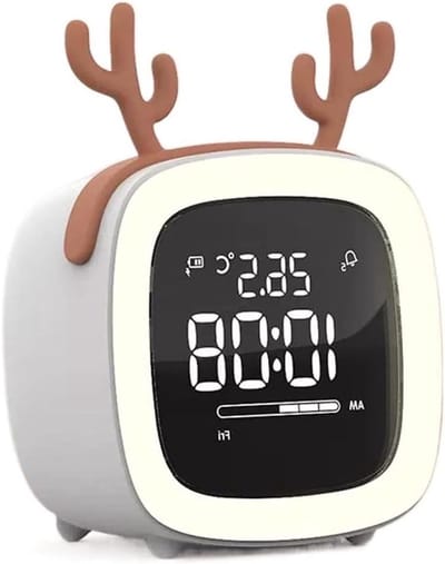 Digitale Wekker - Tafelklok Ornament - Wakker Worden - Stil Ontwerp - Oplaadbaar - Wit