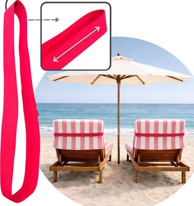 Hoya living - Strand handdoek Elastiek Band Ligbed - Neon Roze - rekbaar 45-70 cm - strandbed elastiek - strandhanddoekbanden