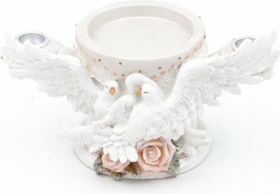 Kaarshouder - Wit Met Roze - 21x8cm
