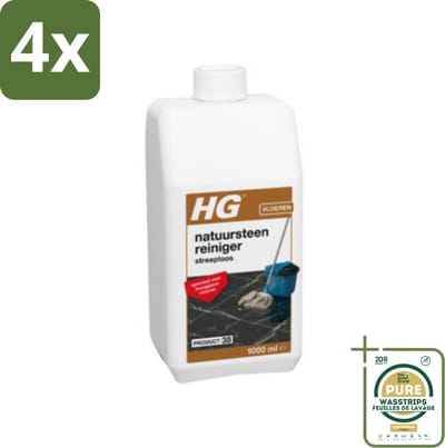 HG Natuursteenreiniger Streeploos 1 liter - Voordeelverpakking - 4 stuks - Marmeren vloer - Streeploos schoonmaken
