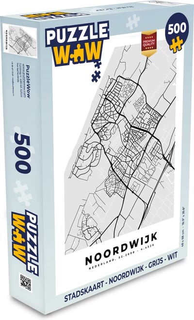 Puzzel Stadskaart - Noordwijk - Grijs - Wit - Legpuzzel - Puzzel 500 stukjes - Plattegrond