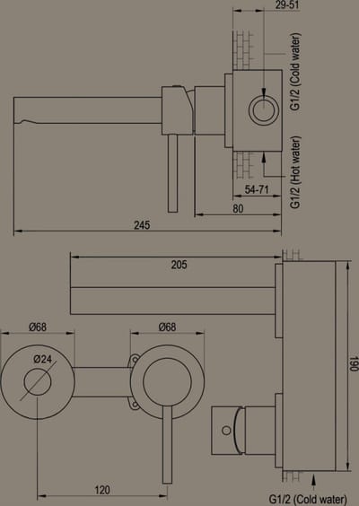 Brauer Black Edition inbouw wastafelmengkraan met rechte uitloop en rozetten model A1 mat zwart