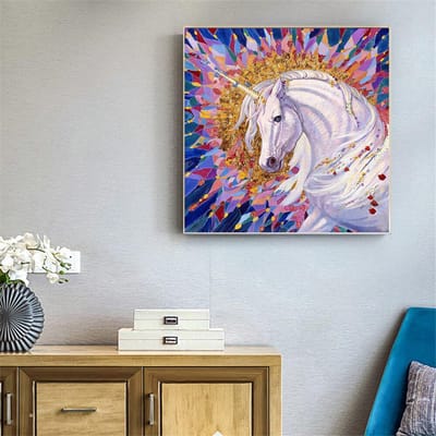 Diamant borduurwerk dier volledige ronde diamant schilderij paard diamant mozaïek kunst strass foto 30x30CM gray