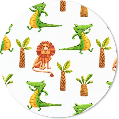 Muismat rond 20x20 cm - Mousepad Jungle - Dieren - Palmbomen - Ronde muismatten