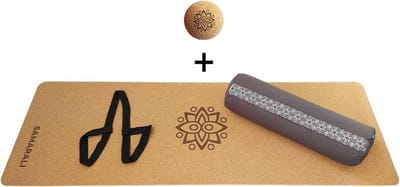 Samarali Grijs Yin Yoga Classic Set - Kurk Mat, Bolster & Massagebal - Eco-vriendelijk en Duurzaam