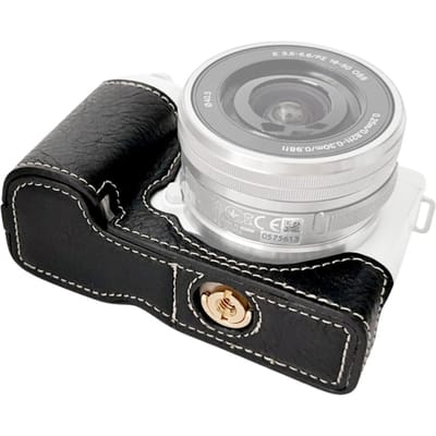 Draagbare camera beschermhoes Retro stijl cameratas houder draagtas opening onderkant ontwerp met zwart
