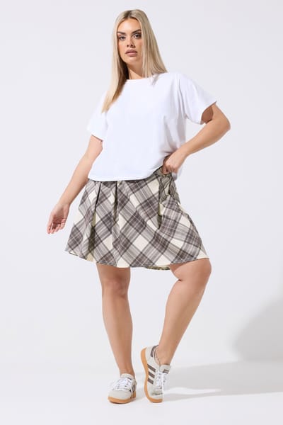 Limited Collection Naturel Bruine Ruit Geplooide Rok Size 42
