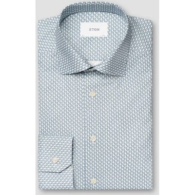 Eton Overhemd Signature Twill Allover Mini Fantasy Parrot Pattern Licht Blauw / male