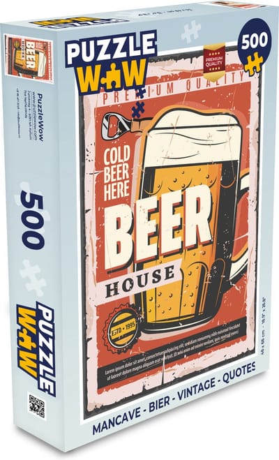 Puzzel Mancave - Bier - Vintage - Quotes - Legpuzzel - Puzzel 500 stukjes