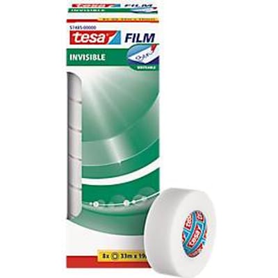 Tesa plakband transparant mat, 19 mm x 33 m, 8 stuks