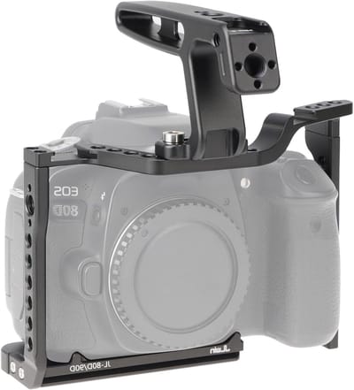 Camera Cage en Handgreep Kit voor Canon EOS 90D 80D 70D - Aluminium Video Rig met Koud Schoen en Draadbevestigingen voor Vloggen en Filmproductie