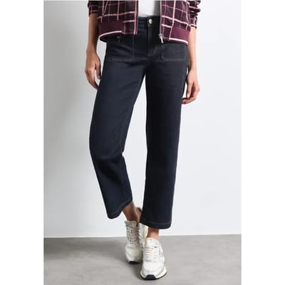 Jeans met Mid Waist-taille en Straight Leg-pijpen in casual pasvorm