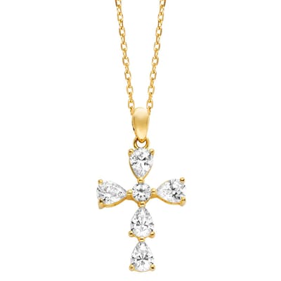 Julie Julsen Anhänger mit Kette 925 Silber vergoldet Kreuz Zirkonia weiß