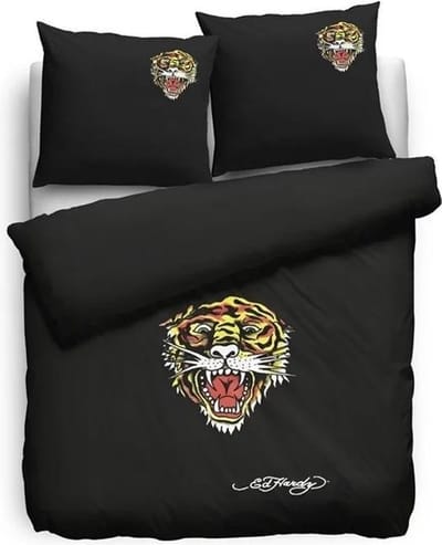 Ed Hardy Dekbedovertrek Tiger Open Mouth - Eenpersoons - 140x200/220 cm - Black