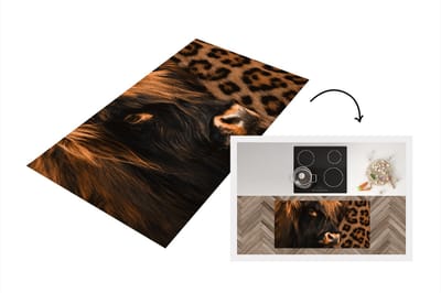 Keukenloper - Loper keuken - Panterprint - Schotse hooglander - Dieren - 120x60 cm - Keukenloper vinyl