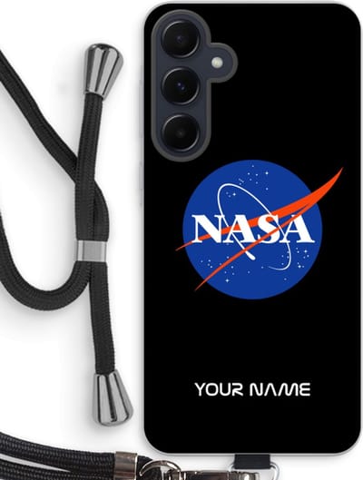 Gepersonaliseerd - Case Company® - Hoesje met koord geschikt voor Samsung Galaxy A55 hoesje met Koord - NASA - Telefoonhoesje met Zwart Koord - Bescherming aan alle Kanten en Over de Schermrand