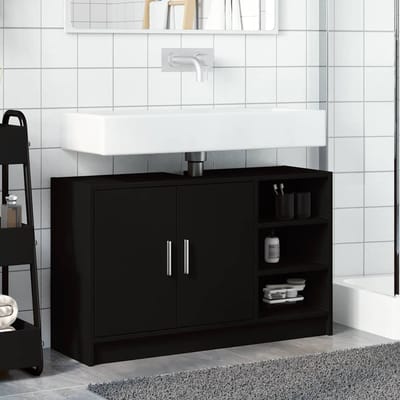 vidaXL - Wastafelkast - 90x29x55 - cm - bewerkt - hout - zwart