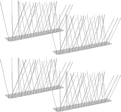 Roestvrijstalen duivenafweerspikes (1 m/4 stuks) voor effectieve vogelbescherming, robuuste afscherming voor balkon, dakbalken en tuin, voorkomt schade door vogels