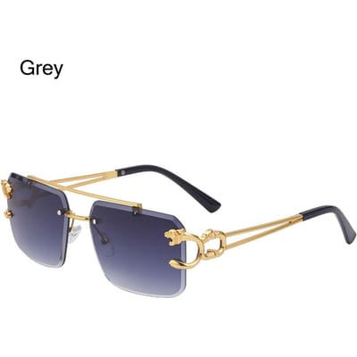 Mode Brillen Randloos Metaal Randloze Zonnebrillen Steampunk Zonnebrillen Cheetah Decoratie Tinten Grey blue