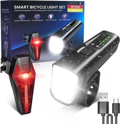 Fietsverlichtingsset USB-C Oplaadbaar IPX5 Waterdicht voor en Achterlicht