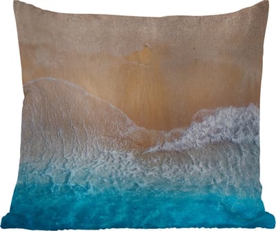 Tuinkussen - Strand - Zee - Zand - Zomer - Blauw - Golven - 40x40 cm - Weerbestendig