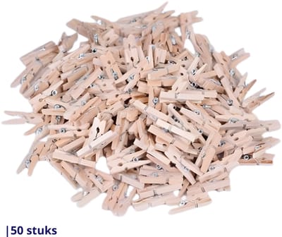 Knaak Mini Wasknijpers 50 stuks - 2.5 cm - Hout - Fotoknijpers - Voor Knutselen, Decoratie & Foto’s
