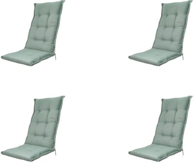 4 x Tuinstoelkussen hoog ca. 123x50 cm Napels kaki water repellent coating | Topkwaliteit tuinkussen Madison