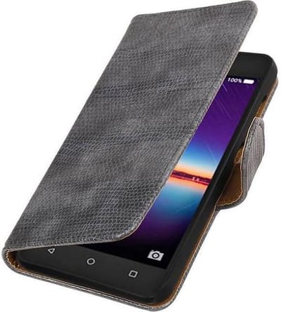 Hagedis Bookstyle Wallet Case Hoesjes Geschikt voor Huawei Y3 II Grijs