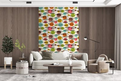 Behang - Fotobehang Stippen - Vis - Regenboog - Breedte 200 cm x hoogte 300 cm