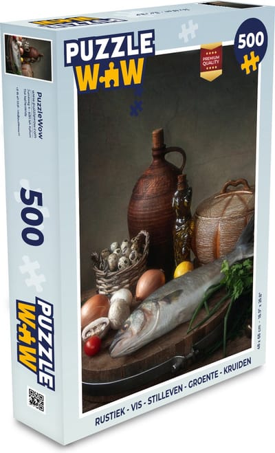 Puzzel Rustiek - Vis - Stilleven - Groente - Kruiden - Legpuzzel - Puzzel 500 stukjes