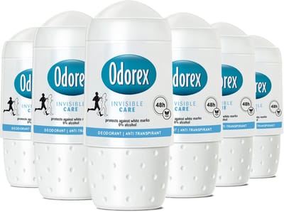 Odorex Invisible Care Anti-Transpirant Deodorant Roller - 6x 50ml - Voordeelverpakking