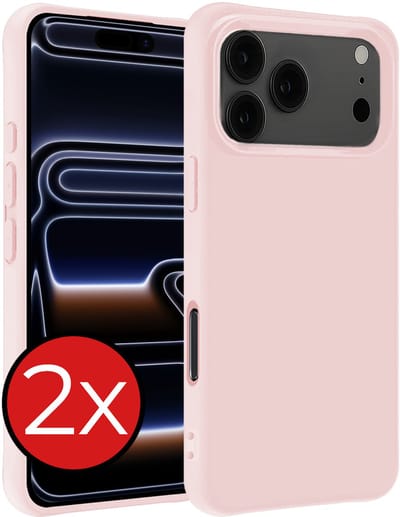 Hoesje - 2 Stuks - Geschikt voor iPhone 17 Pro / 18 Pro - Sterk & Shockproof - Telefoonhoes - Back Cover - Case Siliconen - Telefoon Hoes - Lichtroze