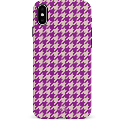 xoxo Wildhearts When In Paris Purple - Double Layer - Hardcase hoesje geschikt voor iPhone X/Xs hoesje - Paars hoesje - Hoesje geruit geschikt voor iPhone X/Xs - Paarse case geschikt voor iPhone X/Xs case - paars / beige