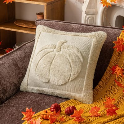 45X45/50X50CM Herfst Kussenhoes Pluche Halloween Pompoen Stempelen Lendensteunhoes Decor Huis Decoratieve Kussenhoes 45x45cm