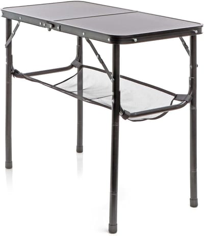 Toboli uitklapbare campingtafel zwart 80x40 cm aluminium hoogte verstelbaar in 70/56/44/33 cm tuin - ShopVlot