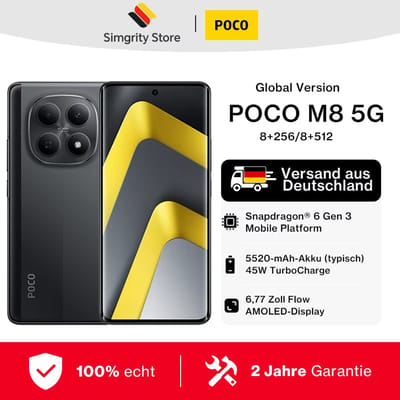 Wereldwijde versie POCO M8 5G Snapdragon 6 Gen 3-processor Smartphone 6,77 inch AMOLED-scherm 50 MP hoofdcamera 5520 mAh (typisch) batterij 45 W turbopower POCO-mobiele telefoon