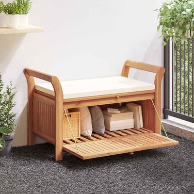 vidaXL - Tuinopbergbank - met - kussen - 91 - cm - massief - acaciahout