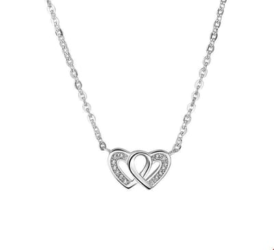 Zilver Gerhodineerde Collier hartjes zirkonia 1 1321506