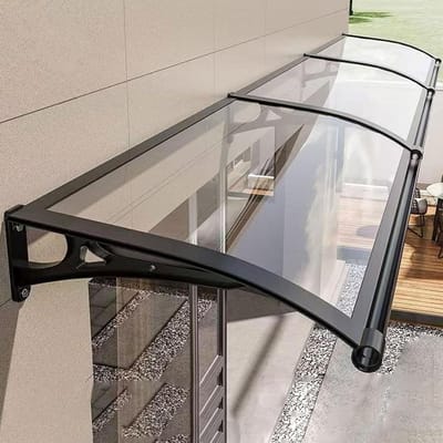 Gebogen Luifel - Buiten Schaduw - Deur en Raam - Weerbestendig Design - 60x100cm - Transparant