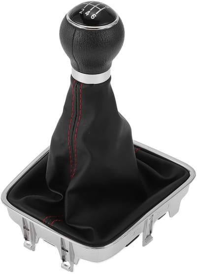 Dailygoods - 6 versnellingen handmatige versnellingspook knop met deksel No.5N0711113 - Auto schakelknop - voor VW Golf Plus 5M 2005-2014 kunststof kunstleer zwart rood - 1 st