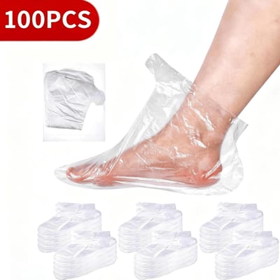 100 pièces de Couvre-Pieds Jetables en Plastique – Doublures étanches pour Bain de Paraffine, Chaussettes Hydratantes pour Pédicure, Spa 100pcs